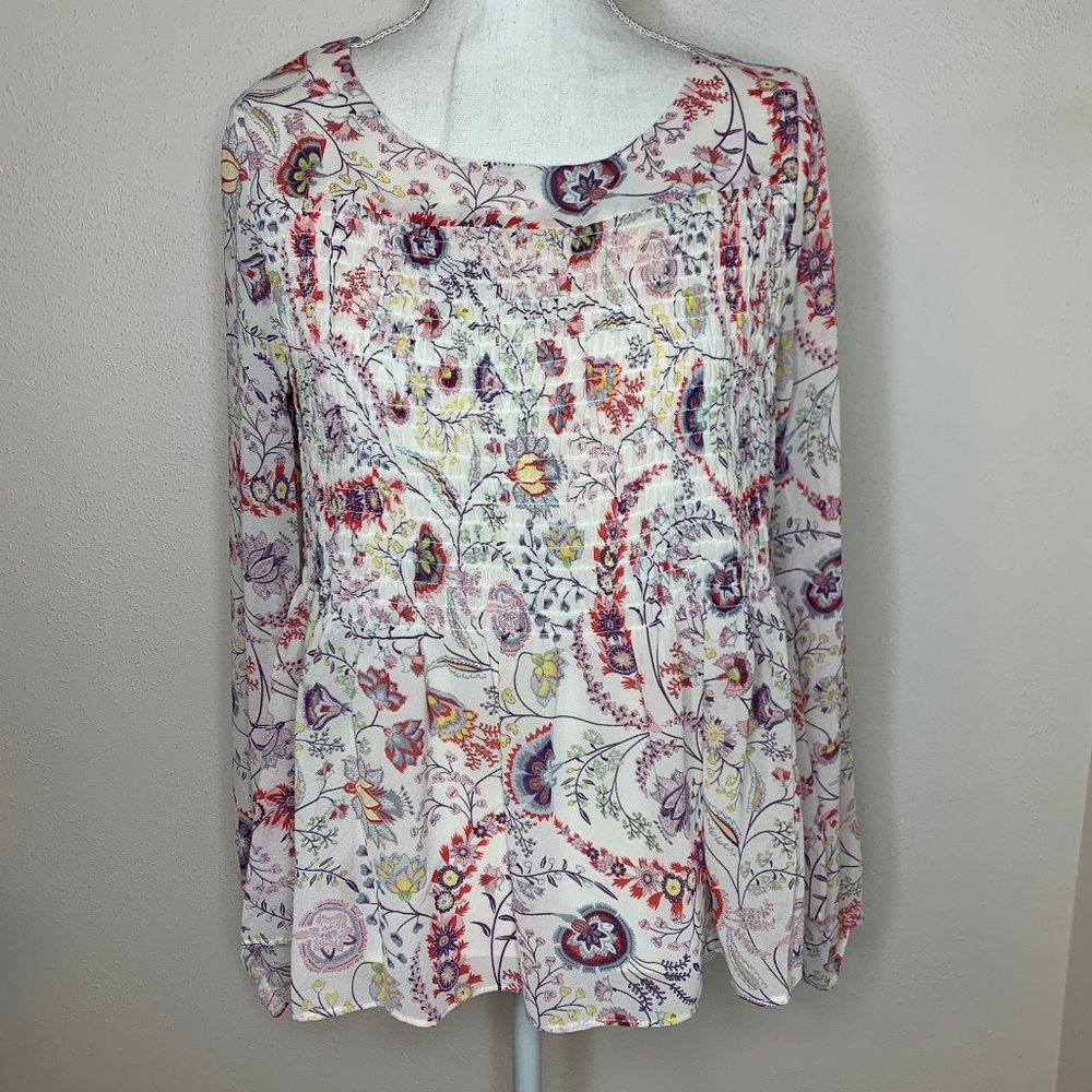 NEW Rose & Olive Smocked Floral Boho Blouse